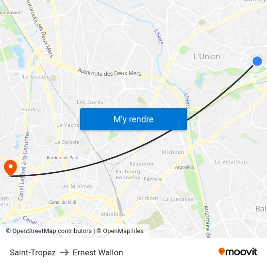 Saint-Tropez to Ernest Wallon map