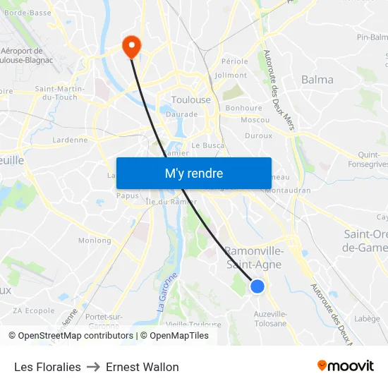 Les Floralies to Ernest Wallon map