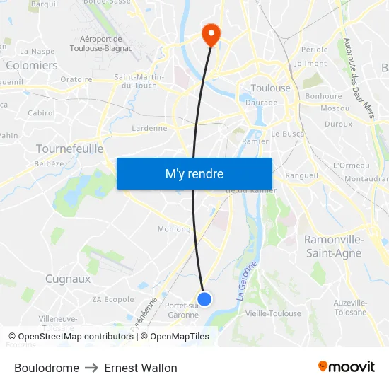 Boulodrome to Ernest Wallon map