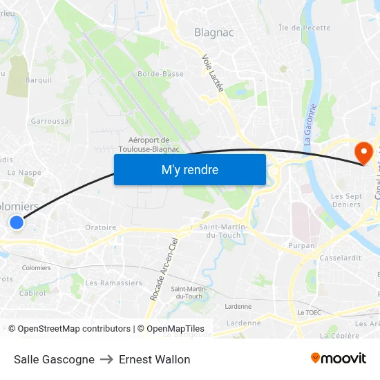 Salle Gascogne to Ernest Wallon map