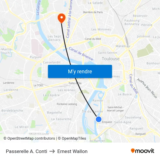 Passerelle A. Conti to Ernest Wallon map