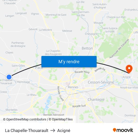 La Chapelle-Thouarault to Acigné map