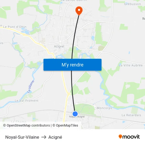 Noyal-Sur-Vilaine to Acigné map