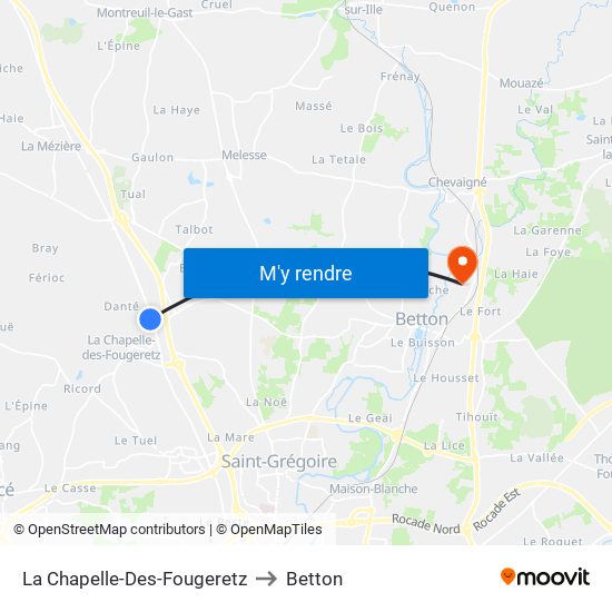 La Chapelle-Des-Fougeretz to Betton map