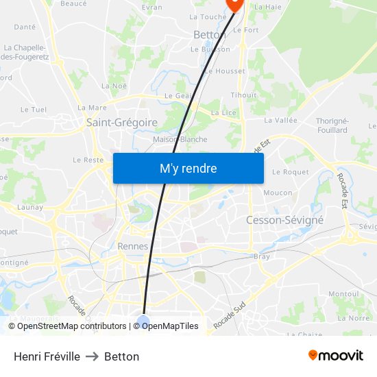 Henri Fréville to Betton map