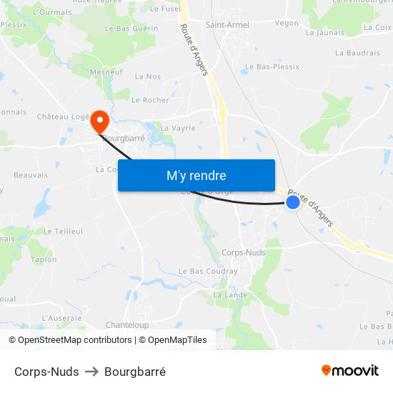 Corps-Nuds to Bourgbarré map