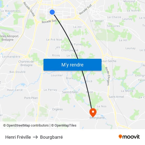 Henri Fréville to Bourgbarré map