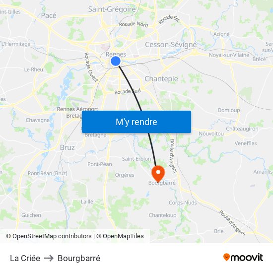 La Criée to Bourgbarré map