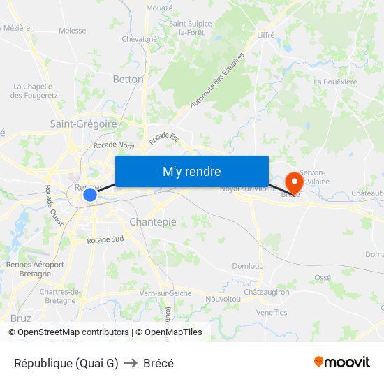 République (Quai G) to Brécé map