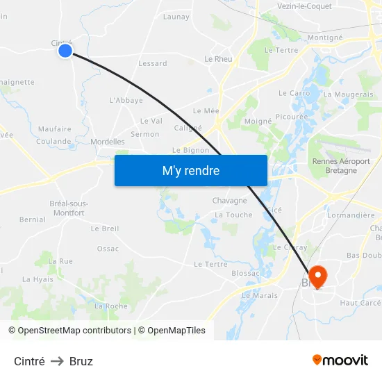 Cintré to Bruz map