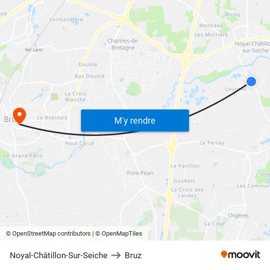 Noyal-Châtillon-Sur-Seiche to Bruz map