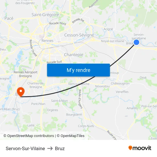 Servon-Sur-Vilaine to Bruz map