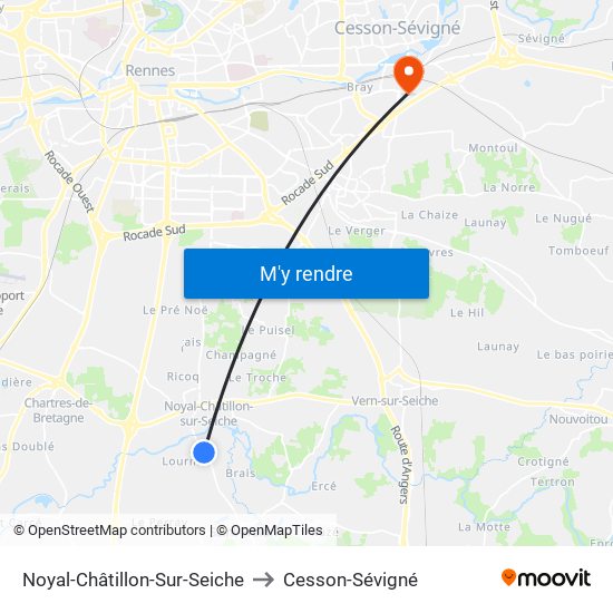 Noyal-Châtillon-Sur-Seiche to Cesson-Sévigné map