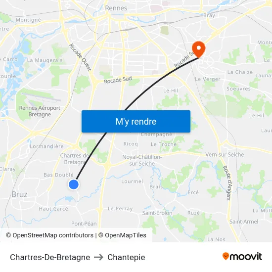 Chartres-De-Bretagne to Chantepie map