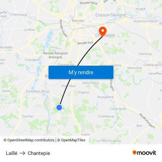 Laillé to Chantepie map