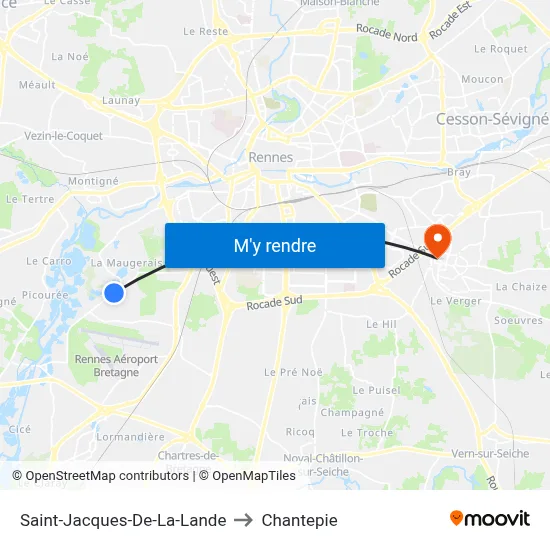 Saint-Jacques-De-La-Lande to Chantepie map