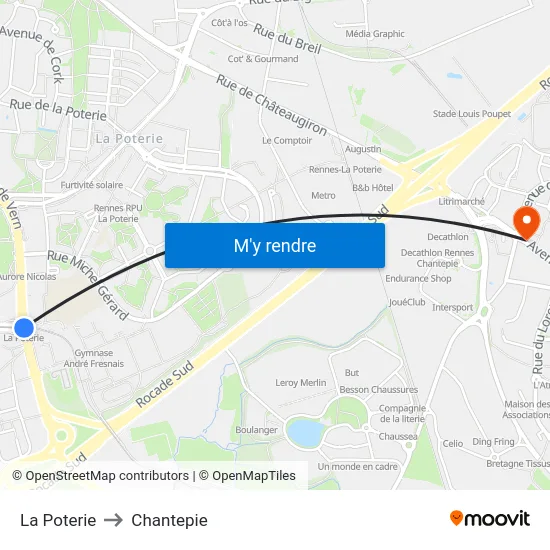 La Poterie to Chantepie map