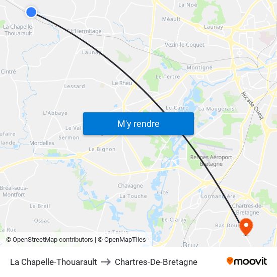 La Chapelle-Thouarault to Chartres-De-Bretagne map