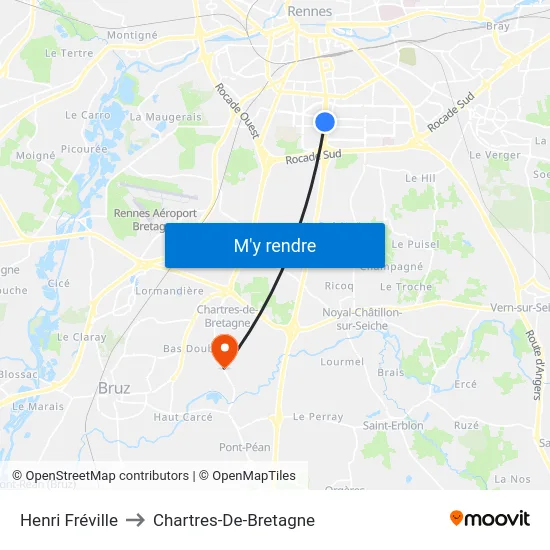 Henri Fréville to Chartres-De-Bretagne map