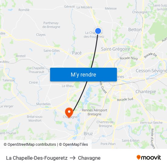 La Chapelle-Des-Fougeretz to Chavagne map