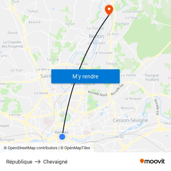 République to Chevaigné map