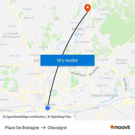 Place De Bretagne to Chevaigné map