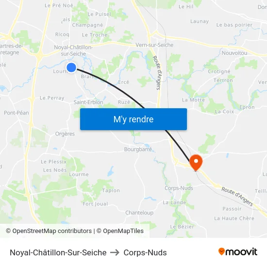 Noyal-Châtillon-Sur-Seiche to Corps-Nuds map