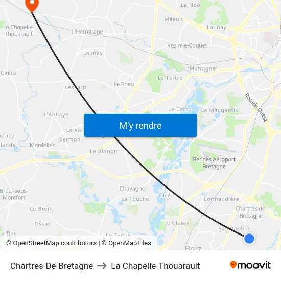 Chartres-De-Bretagne to La Chapelle-Thouarault map
