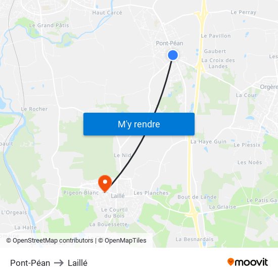Pont-Péan to Laillé map