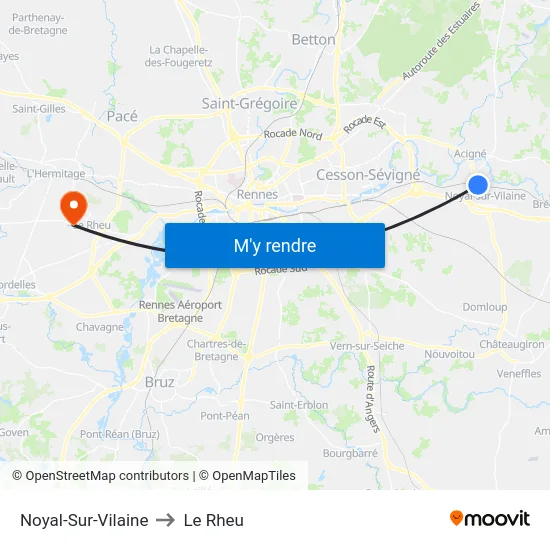 Noyal-Sur-Vilaine to Le Rheu map