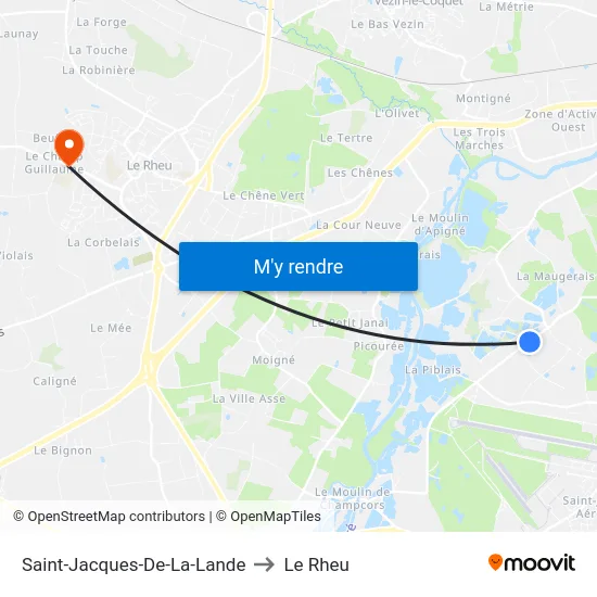 Saint-Jacques-De-La-Lande to Le Rheu map