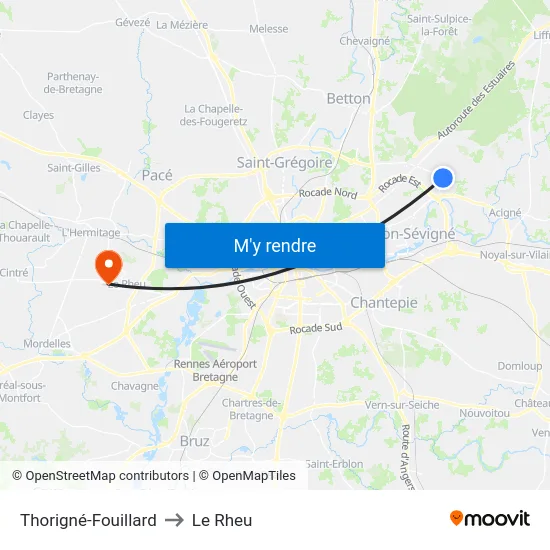 Thorigné-Fouillard to Le Rheu map