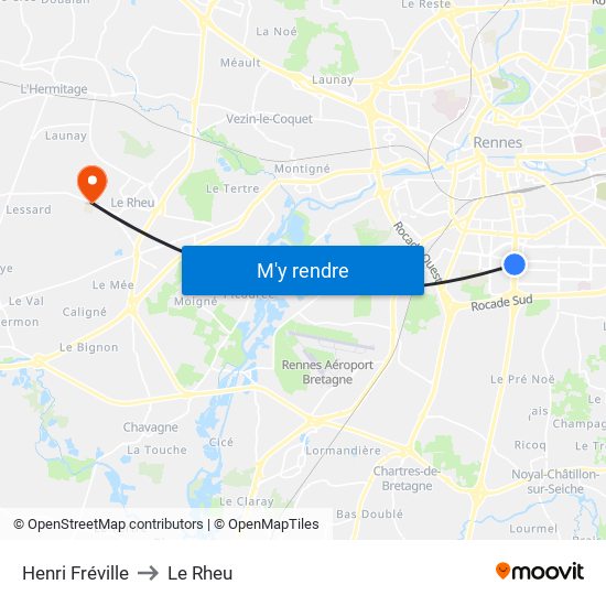 Henri Fréville to Le Rheu map
