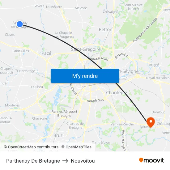 Parthenay-De-Bretagne to Nouvoitou map