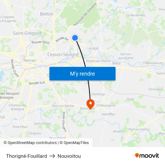 Thorigné-Fouillard to Nouvoitou map