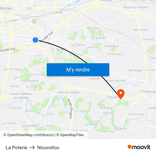 La Poterie to Nouvoitou map