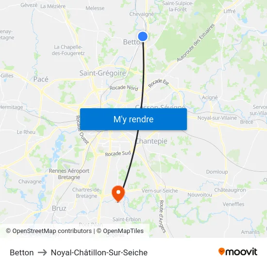 Betton to Noyal-Châtillon-Sur-Seiche map