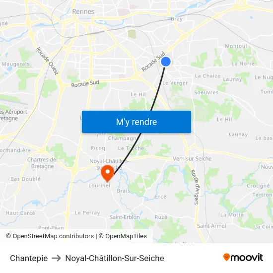Chantepie to Noyal-Châtillon-Sur-Seiche map