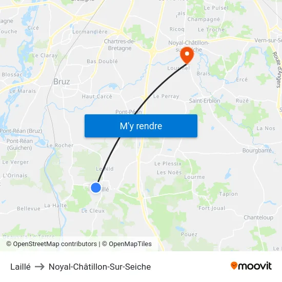 Laillé to Noyal-Châtillon-Sur-Seiche map