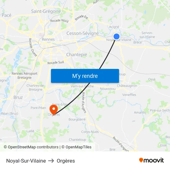 Noyal-Sur-Vilaine to Orgères map
