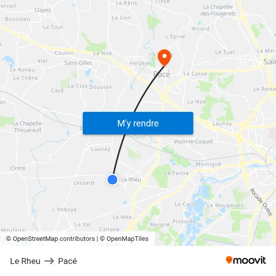 Le Rheu to Pacé map