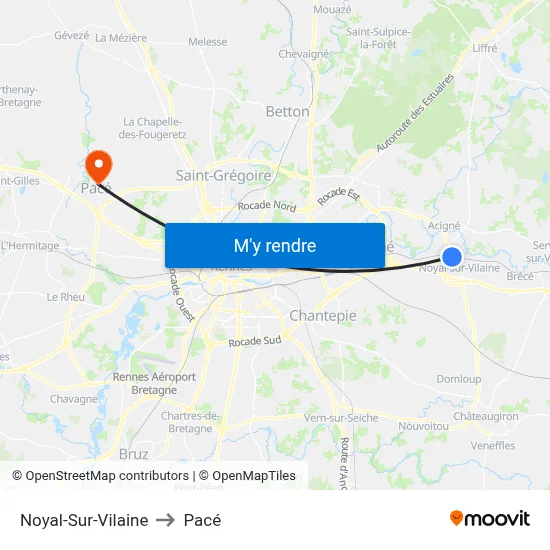 Noyal-Sur-Vilaine to Pacé map