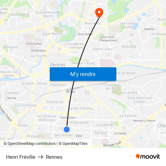 Henri Fréville to Rennes map