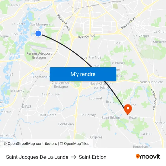 Saint-Jacques-De-La-Lande to Saint-Erblon map