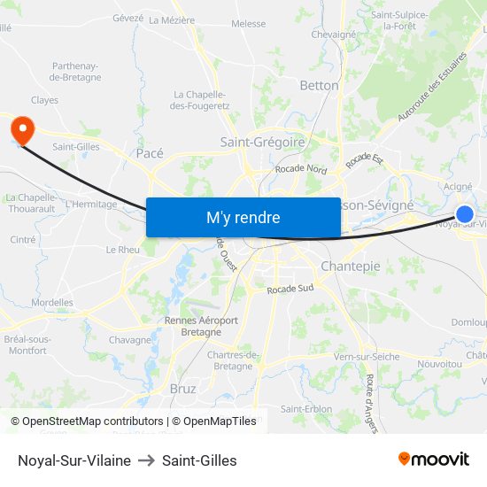 Noyal-Sur-Vilaine to Saint-Gilles map