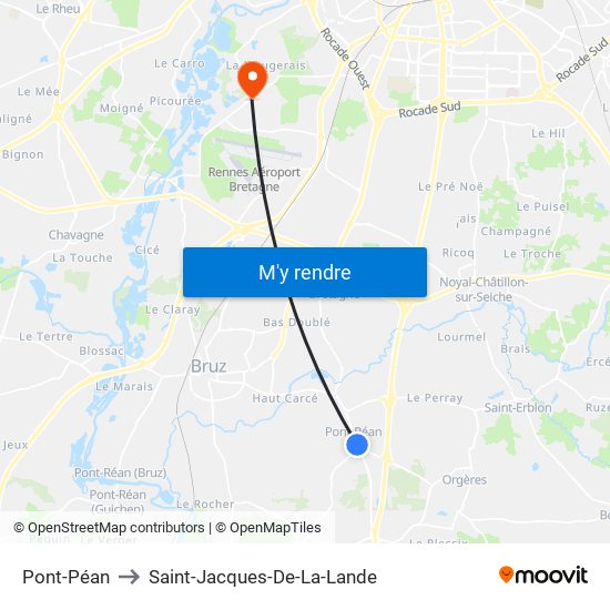 Pont-Péan to Saint-Jacques-De-La-Lande map