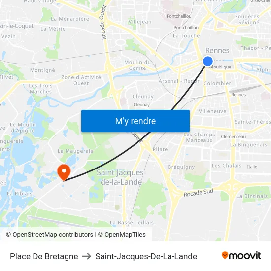 Place De Bretagne to Saint-Jacques-De-La-Lande map