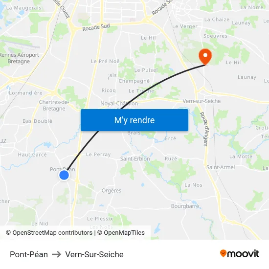 Pont-Péan to Vern-Sur-Seiche map