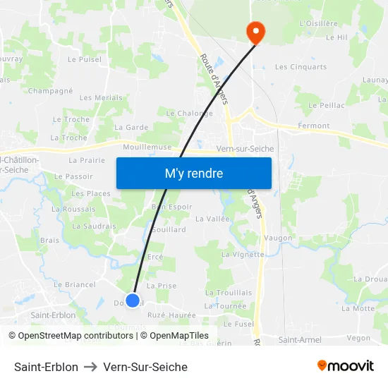 Saint-Erblon to Vern-Sur-Seiche map