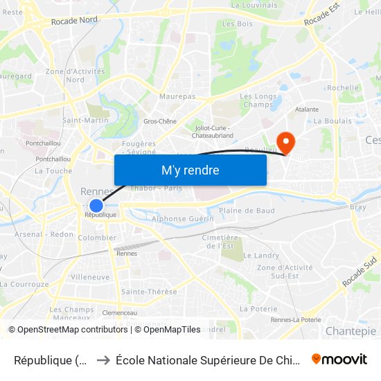 République (Quai D) to École Nationale Supérieure De Chimie De Rennes map